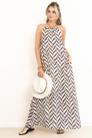 Co'Couture |  Halter maxi dress with print Memphis | natural | Picture 4