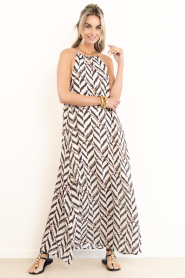 Co'Couture |  Halter maxi dress with print Memphis | natural | Picture 6