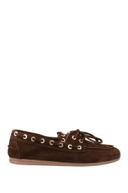 Posa |  Suede loafers with gold colored details Saddle | brown | Picture 1