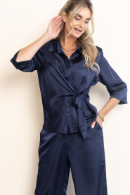 Ibana |  Satin wrap blouse Balina | blue | Picture 2