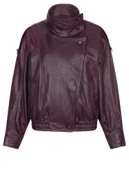 Ibana |  Leather vintage look jacket Jozine | aubergine | Picture 1