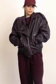 Ibana |  Leather vintage look jacket Jozine | aubergine | Picture 5
