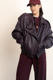 Ibana |  Leather vintage look jacket Jozine | aubergine | Picture 6