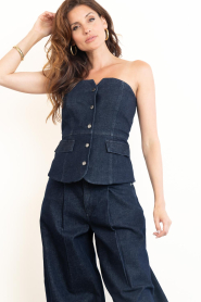 Copenhagen Muse |  Strapless denim waistcoat Annais | dark blue | Picture 5