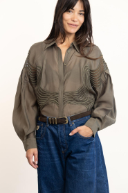 Copenhagen Muse |  Blouse with lace detail Molly | green | Picture 4