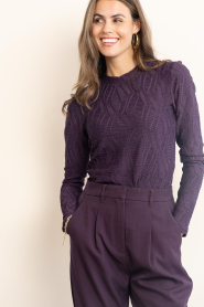 Copenhagen Muse |  Stretch mesh top with structure Jeri | plum | Picture 4