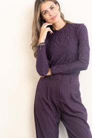 Copenhagen Muse |  Stretch mesh top with structure Jeri | plum | Picture 6