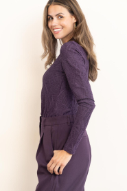 Copenhagen Muse |  Stretch mesh top with structure Jeri | plum | Picture 7