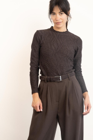 Copenhagen Muse |  Stretch mesh top with structure Jeri | brown | Picture 6