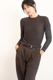 Copenhagen Muse |  Stretch mesh top with structure Jeri | brown | Picture 4