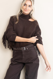Dante6 |  Sweater with fringe Siega | bruin | Picture 2