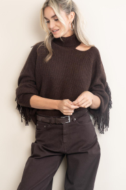 Dante6 |  Sweater with fringe Siega | bruin | Picture 5
