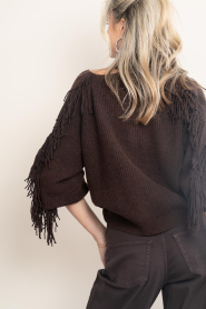 Dante6 |  Sweater with fringe Siega | bruin | Picture 8