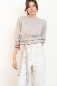 Dante6 |  Soft merino wrap sweater Benyo | beige | Picture 5