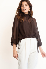Dante6 |  Boho chiffon blouse Sonia | brown | Picture 4
