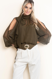 Dante6 |  Transparent boho chiffon blouse Sonia | green | Picture 6
