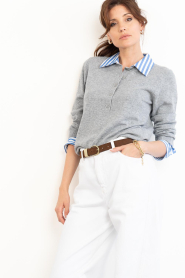 Dante6 |  Polo sweater blouse Thames | grey | Picture 6