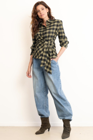 Dante6 |  Draped checked blouse Kenmare | green | Picture 3