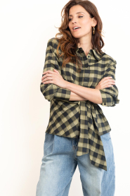 Dante6 |  Draped checked blouse Kenmare | green | Picture 7