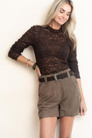Dante6 |  Lace mesh top Irony | dark brown | Picture 5