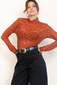 Dante6 :  Lace mesh top Irony | burnt orange - img6