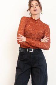 Dante6 :  Lace mesh top Irony | burnt orange - img4