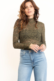 Dante6 |  Lace mesh top Irony | moss green | Picture 7