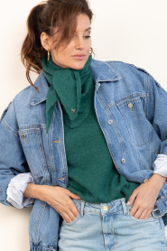 Dante6 :  Soft alpaca triangle scarf Skai | green - img2