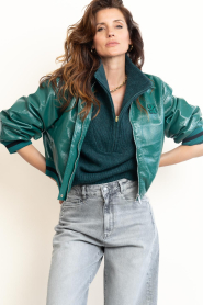 Dante6 |  Dalyn faux patent leather bomber jacket | green | Picture 4