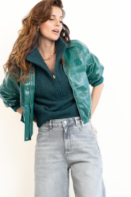 Dante6 |  Dalyn faux patent leather bomber jacket | green | Picture 2