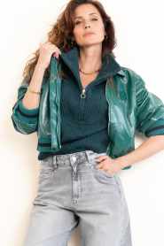 Dante6 |  Dalyn faux patent leather bomber jacket | green | Picture 5