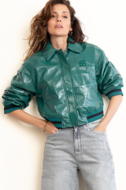 Dante6 |  Dalyn faux patent leather bomber jacket | green | Picture 6