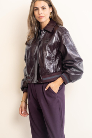 Dante6 |  Dalyn faux patent leather bomber jacket | burgundy | Picture 6