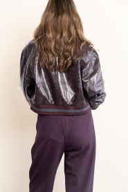 Dante6 |  Dalyn faux patent leather bomber jacket | burgundy | Picture 8