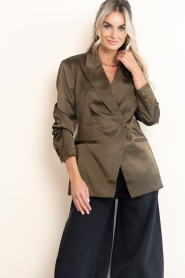 Dante6 |  Satin single breasted blazer Rush | green | Picture 7