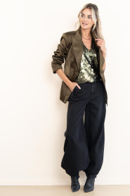Dante6 |  Satin single breasted blazer Rush | green | Picture 3