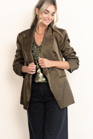 Dante6 |  Satin single breasted blazer Rush | green | Picture 2