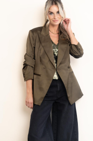 Dante6 |  Satin single breasted blazer Rush | green | Picture 5