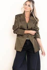 Dante6 |  Satin single breasted blazer Rush | green | Picture 6