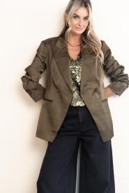 Dante6 |  Satin single breasted blazer Rush | green | Picture 4