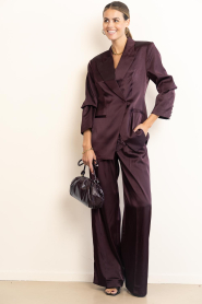 Dante6 |  Satin single breasted blazer Rush | burgundy | Picture 3