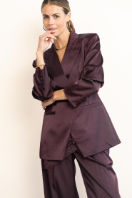 Dante6 |  Satin single breasted blazer Rush | burgundy | Picture 4
