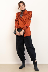 Dante6 :  Satin fitted single breasted blazer Rush | rust orange - img3