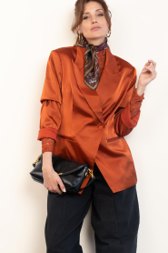 Dante6 :  Satin fitted single breasted blazer Rush | rust orange - img4