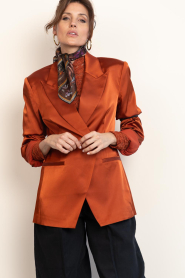 Dante6 :  Satin fitted single breasted blazer Rush | rust orange - img5