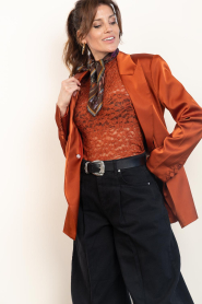 Dante6 :  Satin fitted single breasted blazer Rush | rust orange - img2
