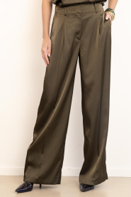 Dante6 |  Satin wide leg trousers Jules | green | Picture 4