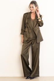 Dante6 |  Satin wide leg trousers Jules | green | Picture 2