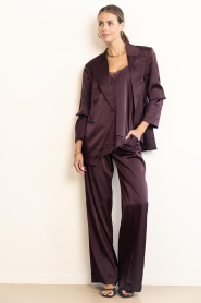 Dante6 |  Satin wide leg pants | burgundy | Picture 2