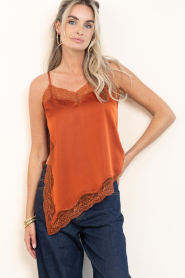Dante6 |  Satin lace top Dawna | orange | Picture 4